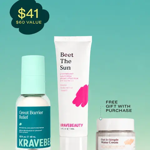 KraveBeauty | Sun Barrier Bundle | TikTok Shop Exclusive | Great Barrier Relief 1.52oz | Beet The Sun 50 mL | FREE Mini Oat So Simple .67 oz