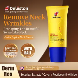 【Deliiston】Firming Neck Lines Moisturizing Roller Ball Massage Caviar Peptide Neck Cream Firming Effect Massage Neck Lines Cream Daily Nourishing Hydrating