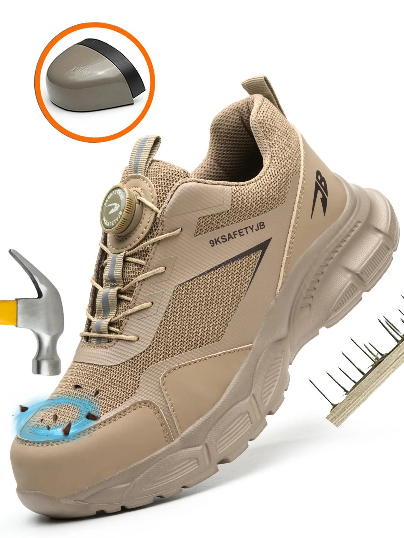 Men's Casual Knob Design Steel Toe Outdoor Shoes, Steel Toe Safety Sneakers, Lightweight Comfortable Wear-resistant Work Shoes, Anti-impact & Anti-puncture Safety Shoes, Walking Shoes, Steel Toe Trainers, Steel Toe Footwear