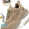 Men's Casual Knob Design Steel Toe Outdoor Shoes, Steel Toe Safety Sneakers, Lightweight Comfortable Wear-resistant Work Shoes, Anti-impact & Anti-puncture Safety Shoes, Walking Shoes, Steel Toe Trainers, Steel Toe Footwear