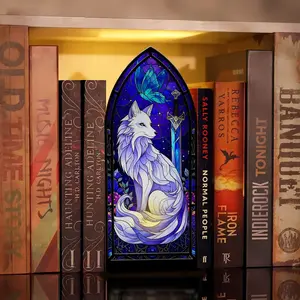 Quicksilver Inspired Book Nook, Fox & Sword Panel Sign, White Fox Book Nook Art, Gothic Arch, Bookish Gift, Fantasy Collectible (No Candle)