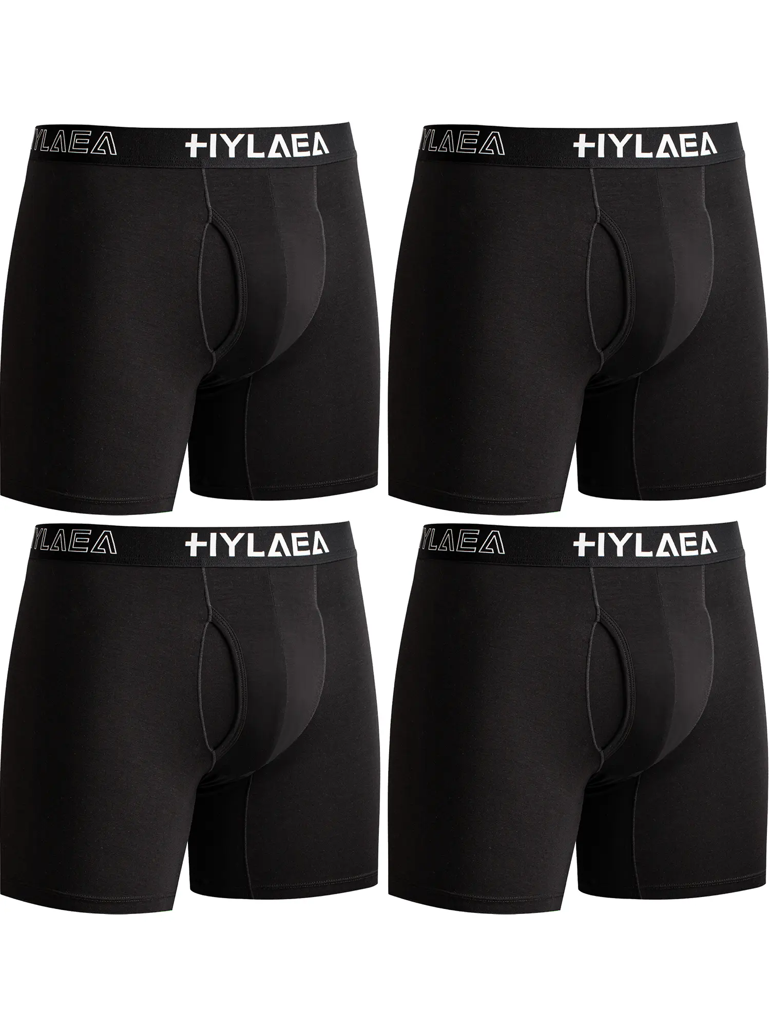 Hylaea Men's Bamboo Cool Boxer Briefs - Fashion Apparel, Tropical Jungle Camo/Beige Plain, Breathable Bamboo Fiber, 3D Pouch Support, Anti-Chafe, Suitable for Office Work & Daily Wear