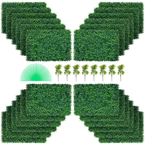 VEVOR Artificial Boxwood Panel UV 24pcs Boxwood Hedge Wall Panels Artificial Grass Backdrop Wall 24\" X 16\" 4 cm Green Grass Wall, Fake Hedge for Decor Privacy Fence Indoor, Outdoor Garden Backyard