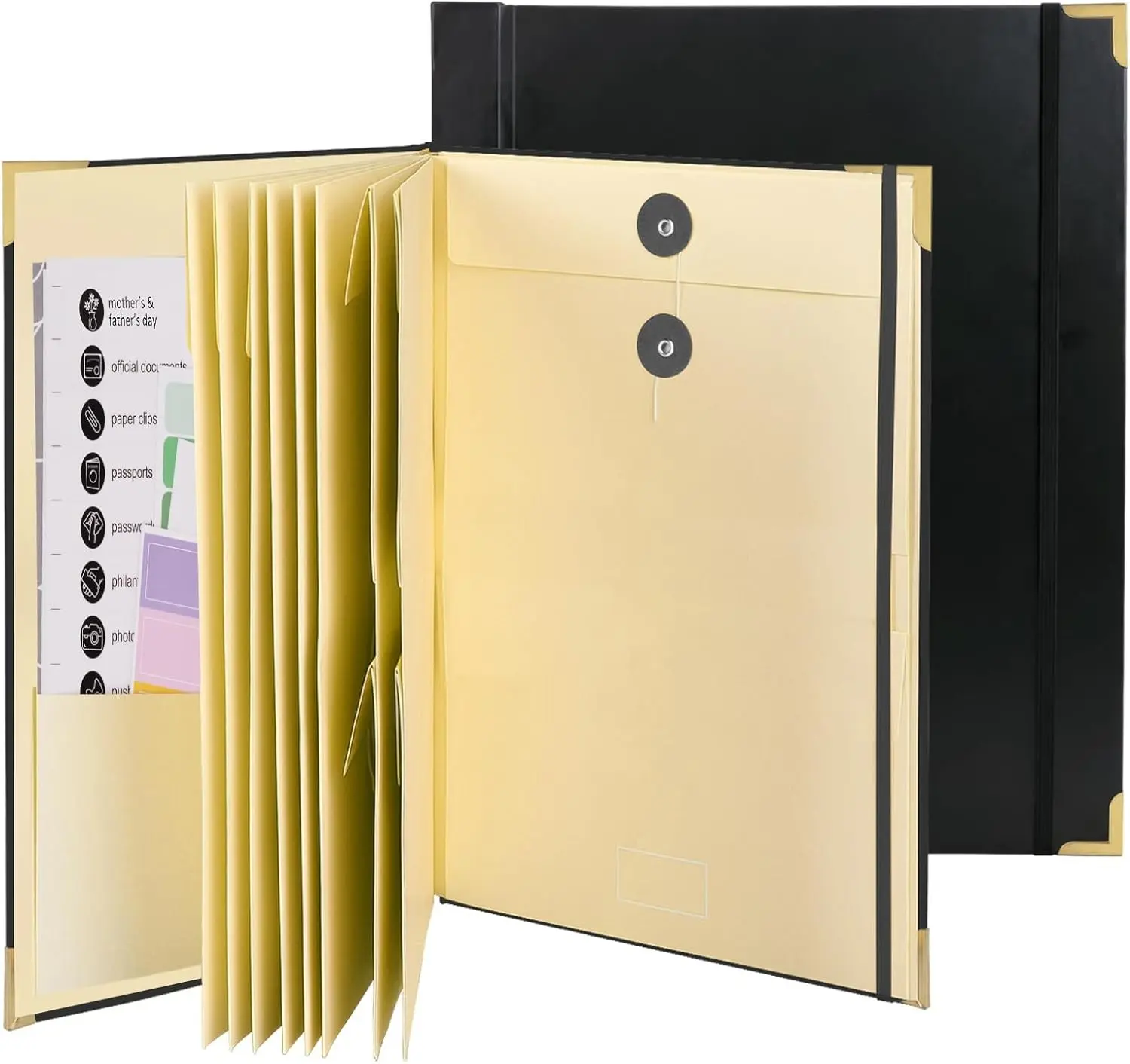 Document Organizer in Case I Die Binder Organizer with Labels Black+Khaki Family Emergency Binder File Organizer Important Document Organizer Folio Folder Planner