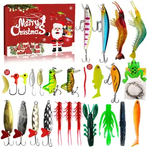 Adult and Teen Fishing Bait Christmas Countdown Calendar, Includes 24 Days of Christmas Gifts, Water Bait, Bass, Lures, Surprise for Fishermen
