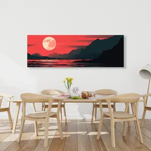 Conscious Sales C1RC2060ME8TQJ 20 x 60 in. Bloody Tides - Black Canvas Art - Modern Design