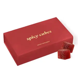 (Select for More Options) Spicy Cubes Hot Peach Gummies - Sweet & Spicy Chili Sugar Coating - Maca Root & Muira Puama for Energy, Mood & Vitality - Fun Treat for Couples & Social Moments - 1 Pack (8 pieces) Candy