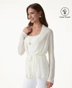 OGL Move Airy Soft Open Front Cardigan with Tie