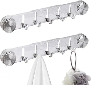 EQUNROY Vacuum Suction Cup Hooks Contemporary No Drill Space Saving Heavy Duty Bathroom Wall Towel Rack Rotating Swivel Design Strong Suction Power