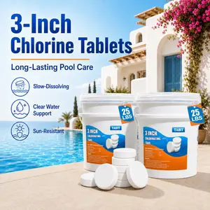 【50 lbs】TABIT 3  Inch Chlorine Tablets for Swimming Pools, Slow Dissolving Tablets for Consistent Chlorination and Long-Lasting Protection Kills Bacteriaand Stops Algae Spa and Hot Tub 50 lbs