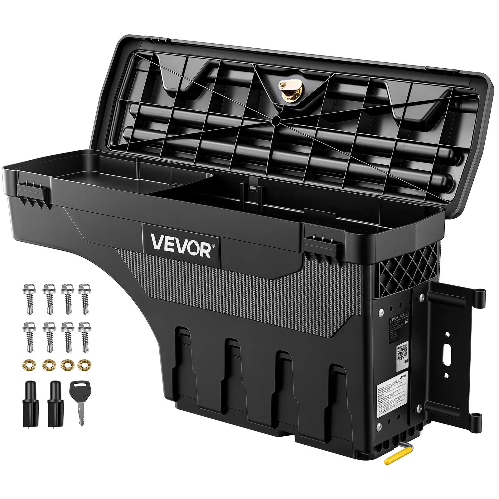 VEVOR Truck Bed Storage Box, 6.6 Gal/25L Waterproof ABS Wheel Well Tool Box, Anti-Theft Lock, Compatible with 2020-2025 Chevy/GMC Silverado/Sierra 2500/3500HD, Passenger Side Right (Drilling Required)