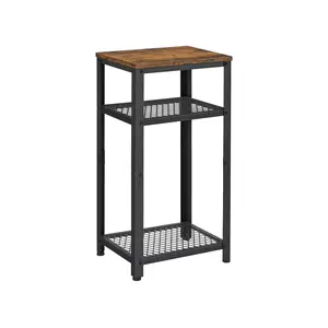VASAGLE Tall Side Table with 2 Mesh Shelves