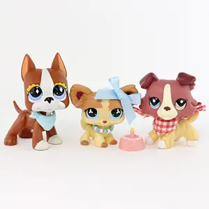 3PCS Cute Mini Dog Figures Set - Great Dane, Chihuahua & Collie Puppies with Party Accessories, Collectible Animal Toys for Kids & Display