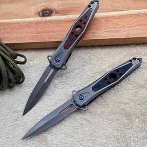 Portable pocket folding knife, mini bearing knife, G10 and mahogany handle, with window breaker function, hollow craft, suitable for outdoor camping, barbecue, fishing, kitchen fruit, EDC tool