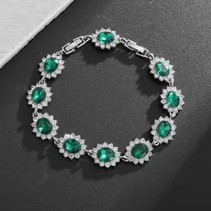 Exquisite Shiny Colorful Zircon Tennis Bracelet Women Fashion Elegant Wedding Party Jewelry Girls Gift