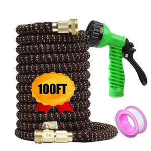 New Expandable Car Wash Hose With 7-Mode Spray Gun, Adjustable Water Hose Nozzle, Quick Connection, Used For Garden Irrigation And Car Wash Supplies25FT-50FT-75FT-100FT