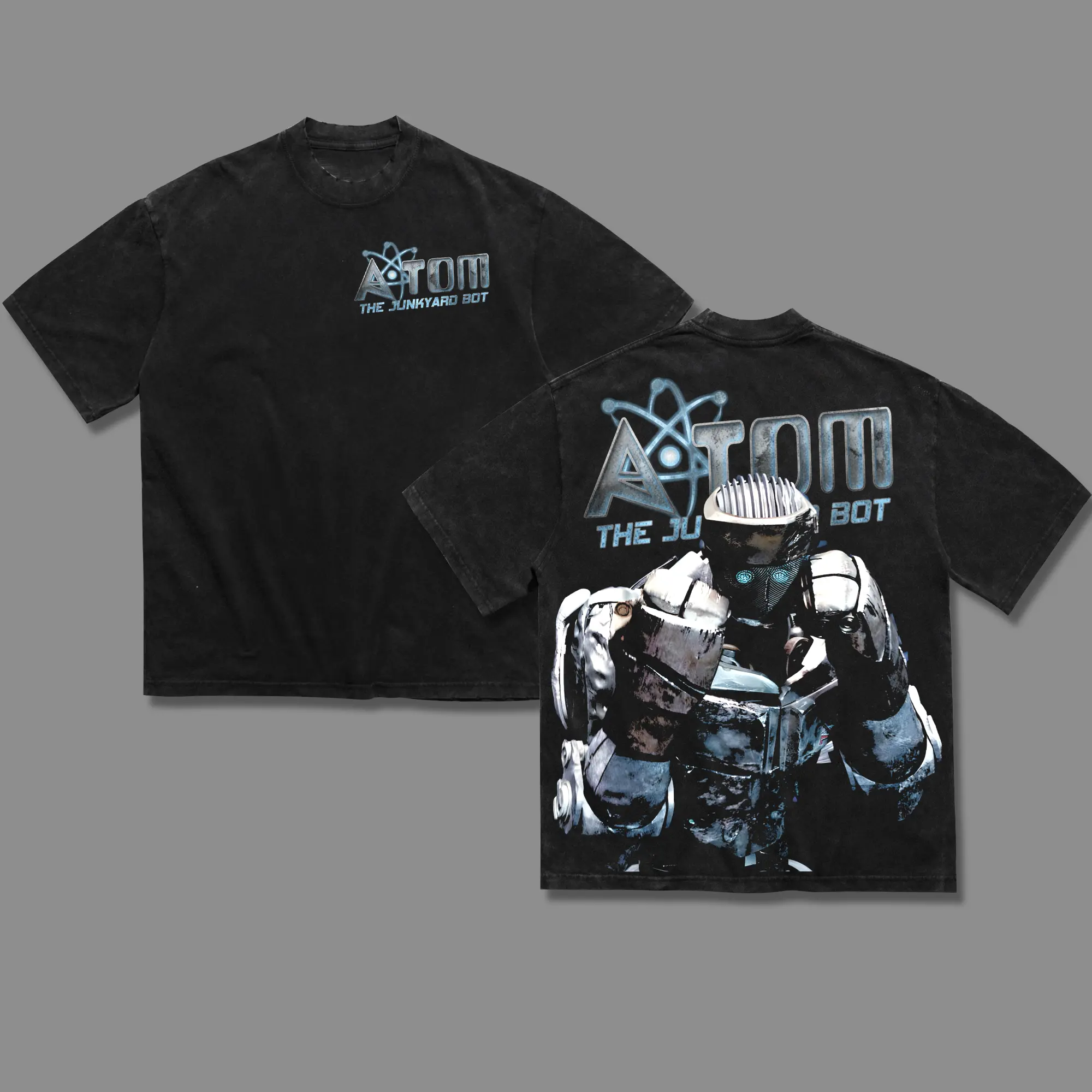 Atom - Real Steel Menswear Gift for movie fans Top Apparel Classic Oversized Seamless Simple Straight Man designer shirts Men's Regular Fit Floral Print Tee logo ver