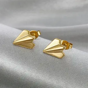 1 Pair of Fashionable, Elegant, Creative Mini Paper Airplane Stainless Steel Earrings for Women, Creative Trendy Women's Jewelry Gifts