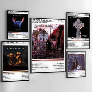 B-Black S-Sabbath A-Album Cover Painting Calligraphy Modern home art decorative painting,high-definition printing,vibrant colors,waterproof,suitable for living rooms and hallways A perfect gift for holiday parties