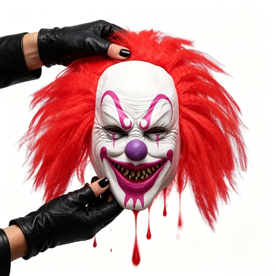 Hyper-Realistic Red Hair Smiley Latex Clown Mask - Scary Evil Killer Clown Prop with Mask Design & Accessories, 1 Size Fits All Festive Party Supplies for Halloween, Cosplay