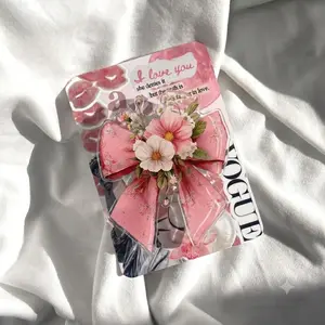 Pink Bow Phone Grip, Coquette Aesthetic Floral Ribbon Phone Stand, Cute Acrylic Flower Griptok, Vintage Retro Magazine Collage Phone Holder Loop