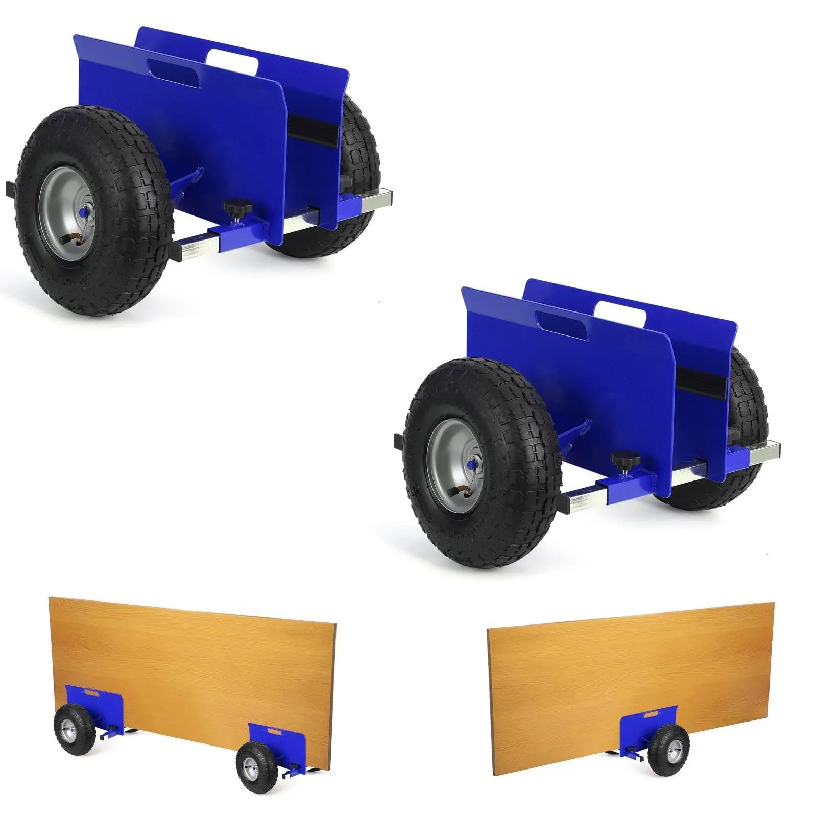 GARVEE Blue-2 PCS Panel Dolly 600 LBS Capacity, Slab Dolly with 10" Rubber Inflatable Tires, Adjustable Drywall Mover for Drywall Sheets & Door Transport All Terrain Moving