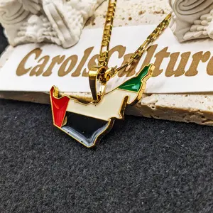 United Arab Emirates Map Necklace, Uae Flag, Pendant, Gifts