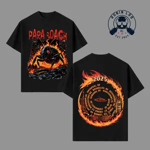 Papa Fire Roach Apocalypse Graphic T-Shirt, Oversized Cotton Tee, Burning City Insect Design Shirt, Dark Streetwear Unisex