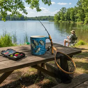 Fishing Mug Personalizeds Travel Coffee Cup,Creative Fishing Coffee Mug with Handle Fishing Lovers Gift Unisex