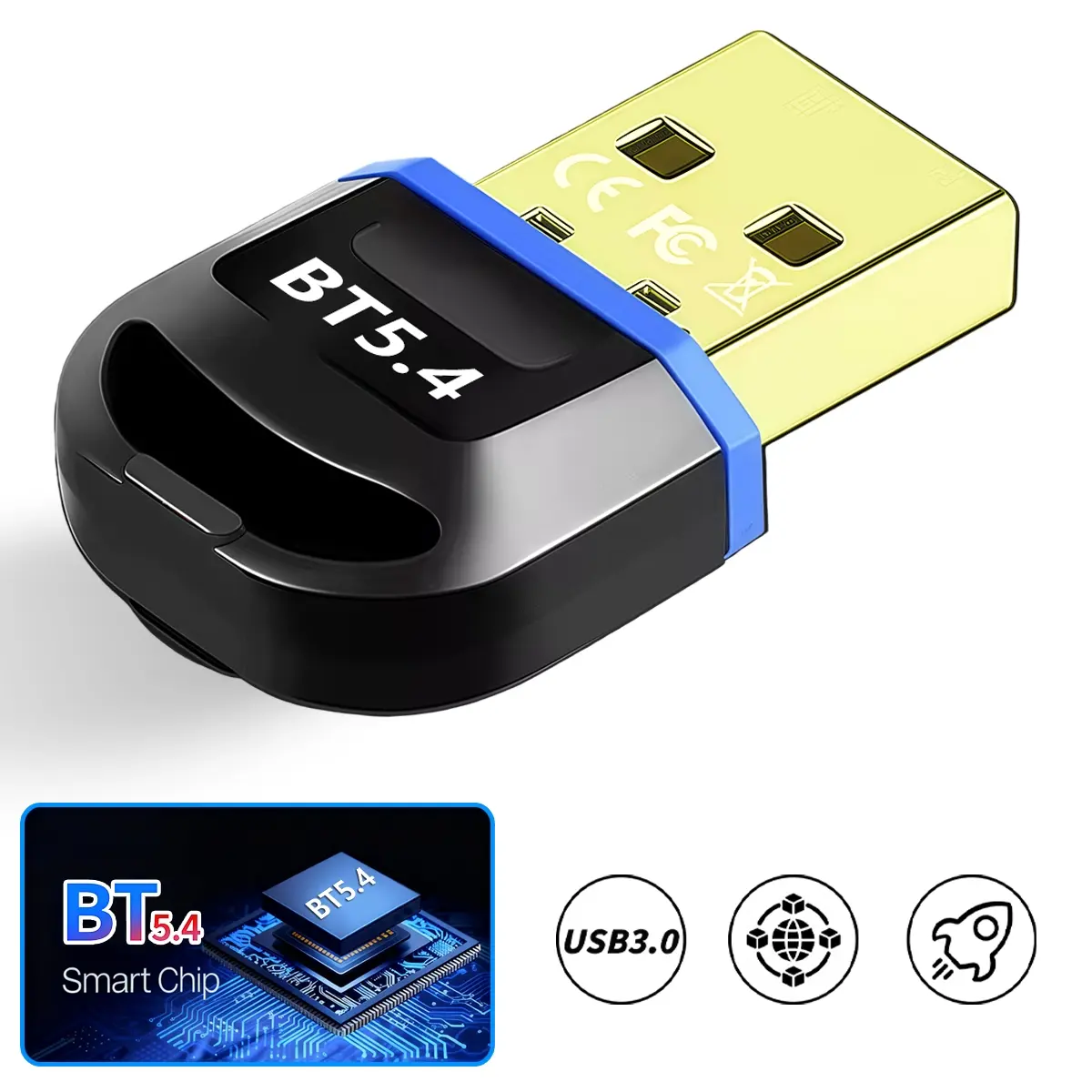 USB Bluetooth BT Adapter, BT 5.4 for PC, Plug & Play for Windows 11/10/8.1/8/7, Fast & Stable Connection EDR Adapter for Keyboard/Mouse/Headphone/Speakers/X-Box Wireless Adapter Dongle