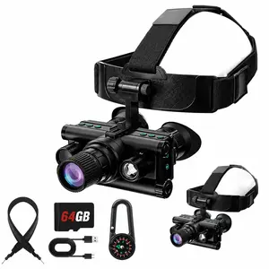 Head Mounted Night Vision Binoculars,Upgraded Night Vision Binoculars, 4K Video Recorder, 850nm IR Illuminator, 8X Zoom, Day/Night Use, Waterproof for Hunting, Camping & Surveillance