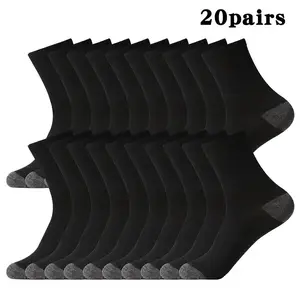 20 Pairs of Men'S Mid-Calf Socks, Breathable, Sweat-Absorbing, Trendy Sports Long Socks, Sweat-Resistant