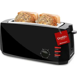 Elite ECT4829BX Black 4 Slice Toaster Long Slot Cool To The
