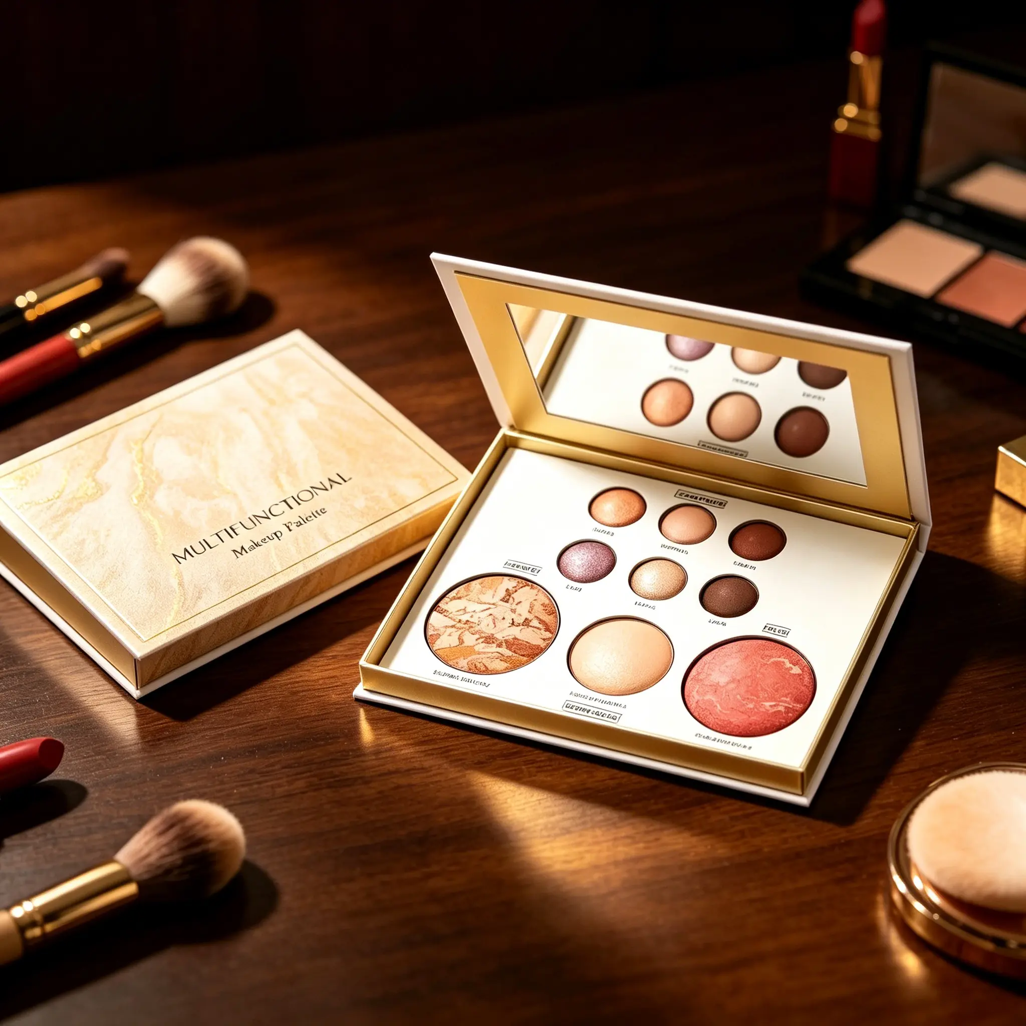 All-In-One Face & Eye Makeup Palette Matte Shimmer Eyeshadow Marbled Bronzer Blush Highlight Portable Full Face Makeup Kit