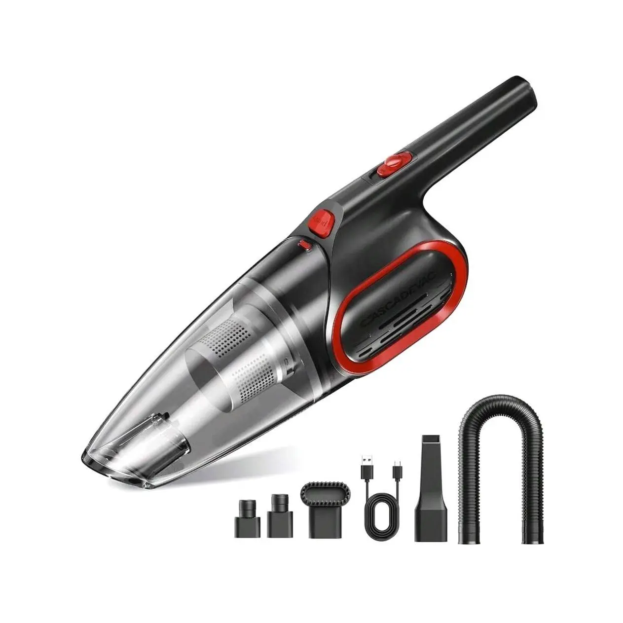Portable Cordless Handheld Vacuum Cleaner, Powerful Suction, Low Noise, Mini Vacuum with 5 Cleaning Attachments for Car Interior, Pet Hair, Home, Kitchen & Office Cleaning