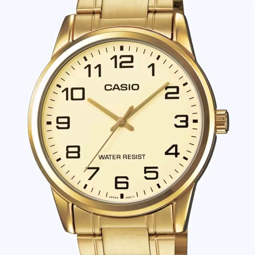 MTP-V001G-9B New Casio All gold stainless steel  elegent Men' s watch