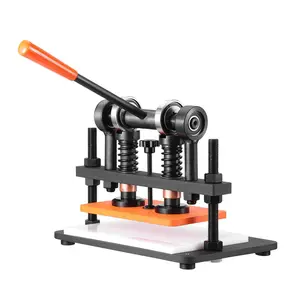 Father's Day Gift VEVOR Leather Cutting Machine, 10.2 x 5.9 in Embossing Plate Manual Die Cutter, 0.47 in Pressure Stroke Dual Guide Shafts Die Cut Machine, Leather Embossing Machine for Various of Materials