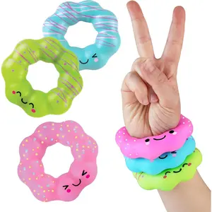 ORB Curiosities Mochi Donut Squishy Bracelet Toy 3 Pack - Fun Wearable Mochi Squishy Toys with Decorative Donut Designs - Soft, Stretchy, Flexible Toy Sensory and Fidget Bracelets for Kids and Adults
