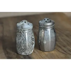 Antique Baronial Plate Mini Salt and Pepper Shakers 2pc Set - Two Piece Set Baronial Plated Salt and Pepper Shakers