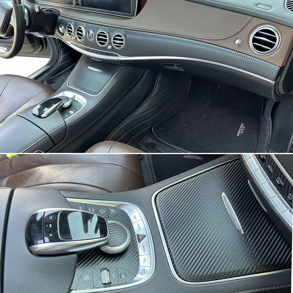 For Mercedes Benz S class W222 2014-2020 Interior Central Control Panel Door Handle Carbon Fiber Stickers Decals Car styling Accessorie