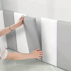 5pcs Self-Adhesive Bedroom Backrest Soft Pads, Thickened Anti-Collision Wall Surround, Sponge Cushion, Hotel Dorm Room Decor