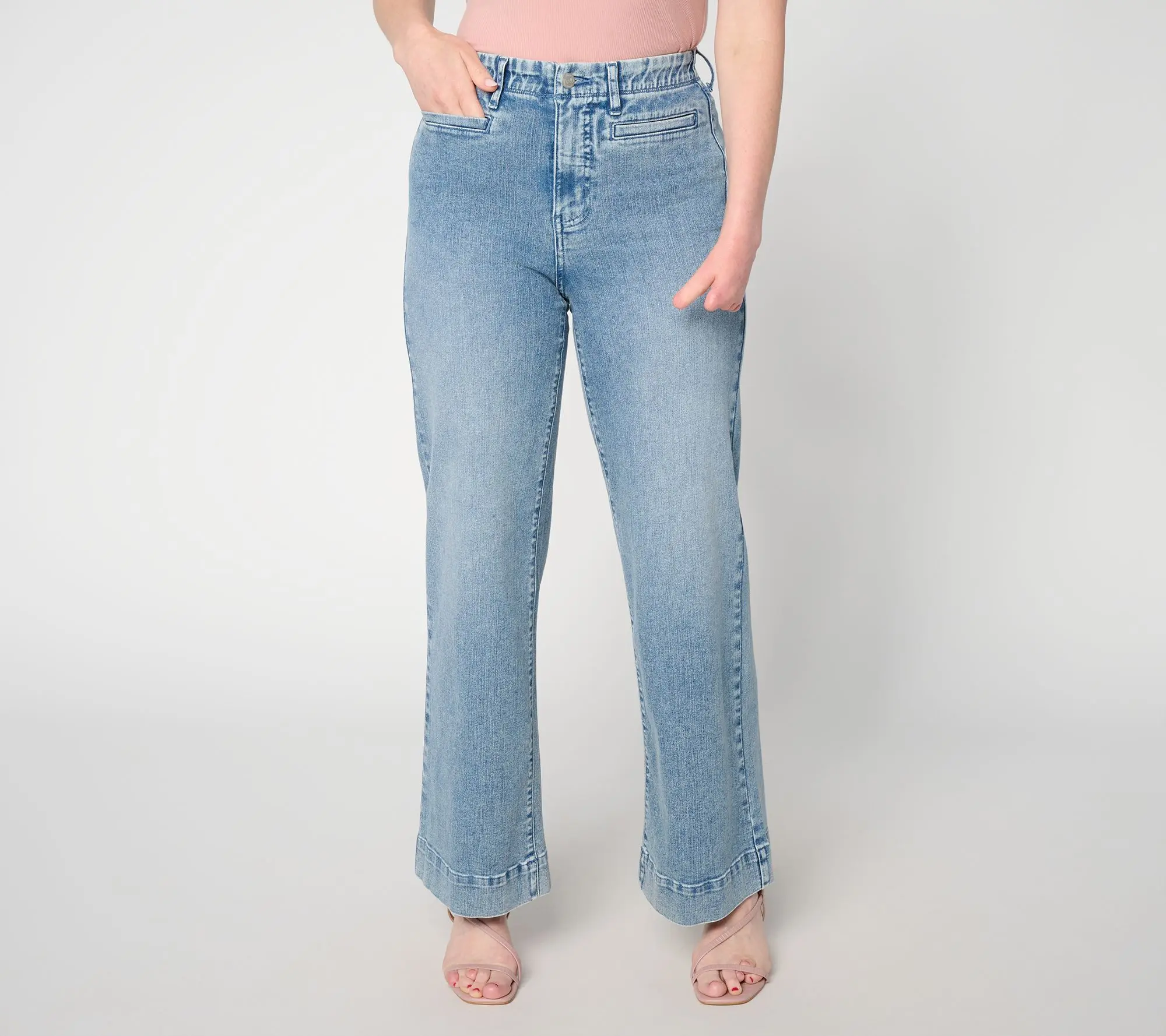 Me by Jennie Garth Regular Repreve Welt Pocket Wide Leg Jeans