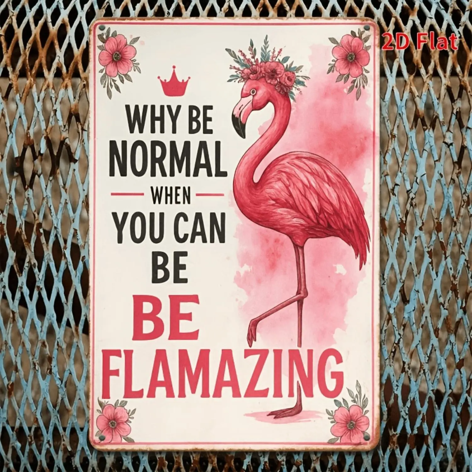 Vintage Flamingo Wall Art Sign for Home Kitchen Bar Cafe Durable Iron Hanging Decor