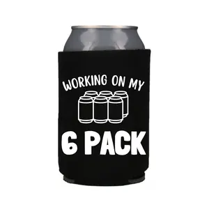 Funny Beer Can Cooler, Working On My 6 Pack, Funny Coolies Drink Accessory, Beer Sleeves, Party Gift Favors Drinkware
