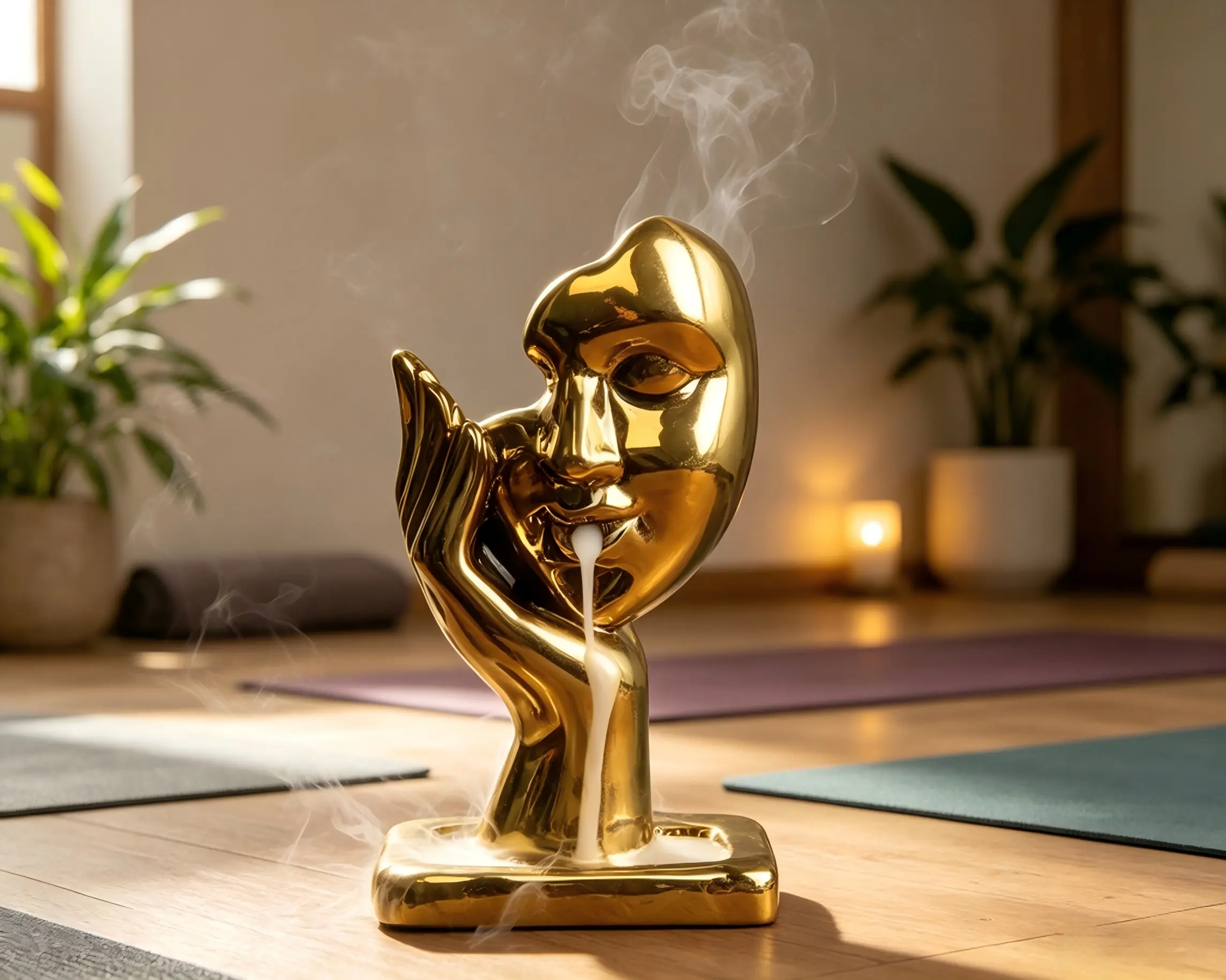 Thinking Statue Backflow Incense Burner - Resin Waterfall Smoke Holder with 30 Sticks, 20 Cones, Stick-Shaped, Cones, Ambiance, Calming, Focus Incense Holders, Zen Home Office Decor, Aromatherapy Meditation Ornament, Graduation Gift, Stick-Shaped Incense