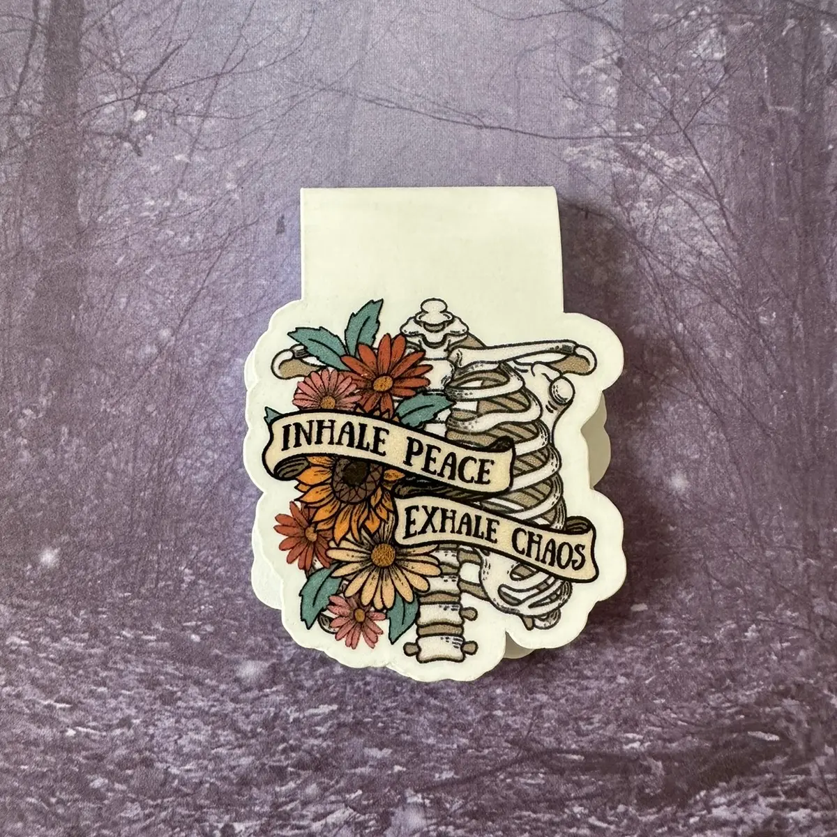 Inhale Peace magnetic bookmark double sided