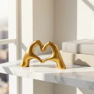 Modern Heart Hand Gesture Sculpture, Creative Desktop Ornament for Home Office Bookshelf Wine Cabinet Decorative Display, Modern Minimalist Figurine