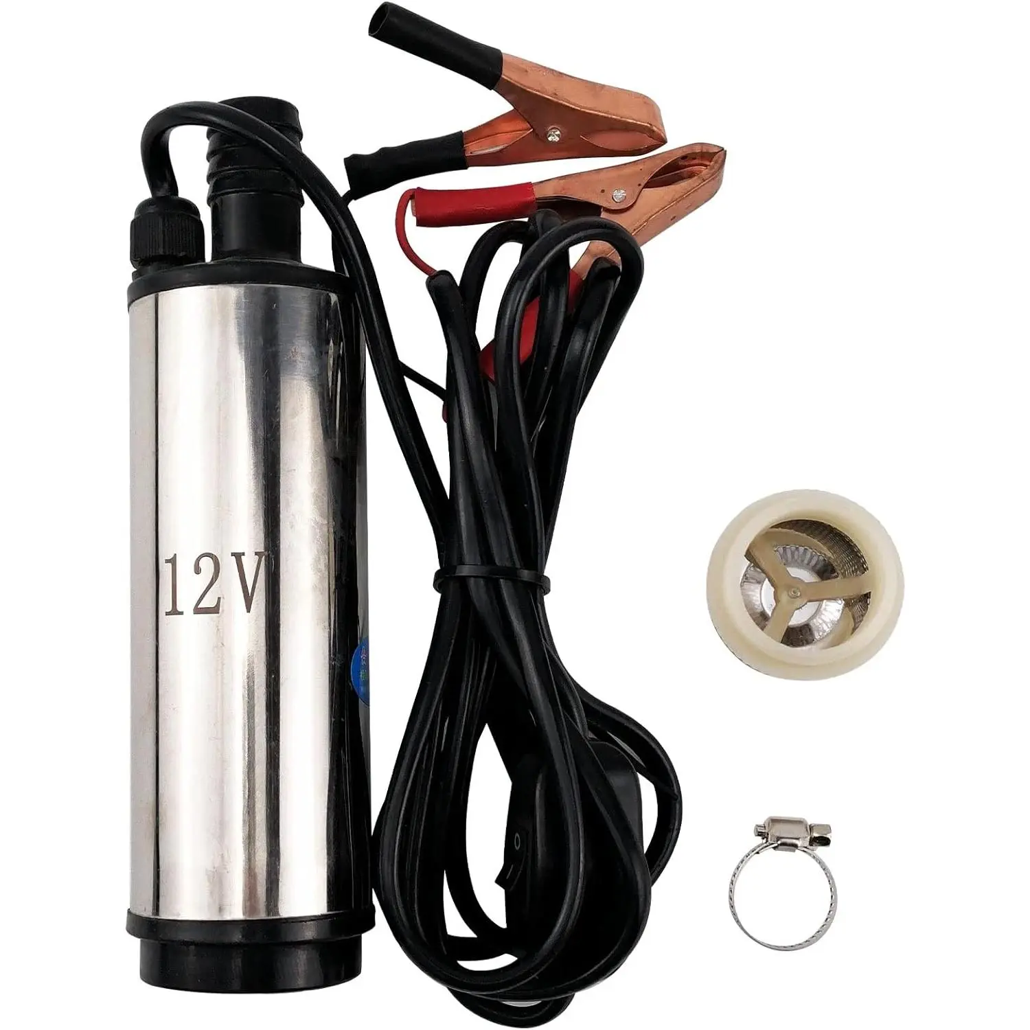 DC 12V 80W Water Pump Submersible Electric Diesel Pump,8A Water Oil Diesel  Transfer Fluid Pump