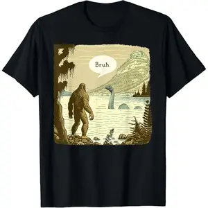 Funny Mens Bigfoot Sasquatch Loch Ness Monster Introverted Bro T-shirt