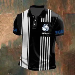 LIGA MX Club Puebla Personalized Name Stripped Polo Design ST2502